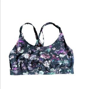 Lululemon Energy SPORTS BRA Racerback Cross Medium Support Size 10 Floral